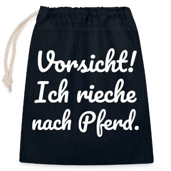 Pferdegeruch bei Reitern im Stall - Verschließbarer Geschenkbeutel aus Baumwolle (25x30cm) - Navy - Vorne