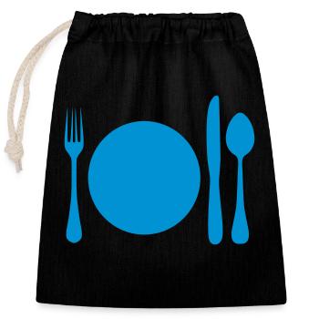 manger - Sac cadeau en coton avec cordon (25 x 30 cm) - noir - Devant
