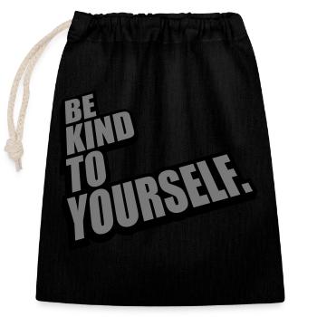 soyez gentil avec vous-même - Sac cadeau en coton avec cordon (25 x 30 cm) - noir - Devant