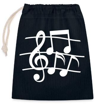 Symboles Lignes Notes de musique - Sac cadeau en coton avec cordon (25 x 30 cm) - bleu marine - Devant