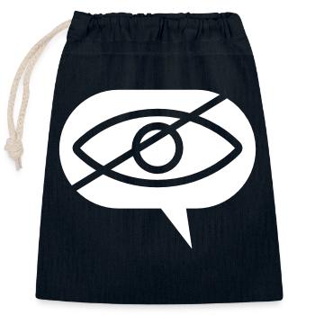 Forbidden to look at eye speech bubble - Closable cotton gift bag (25x30cm) - navy - Front