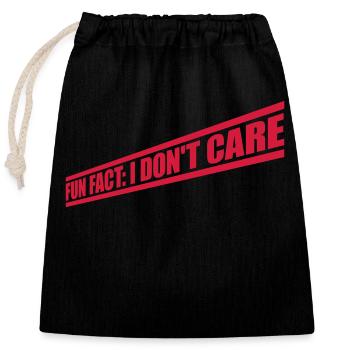 I dont care fact - Verschließbarer Geschenkbeutel aus Baumwolle (25x30cm) - Schwarz - Vorne