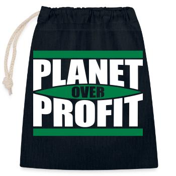 planet over profit quote - Closable cotton gift bag (25x30cm) - navy - Front