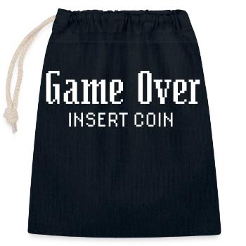 Game Over Insert Coin - Closable cotton gift bag (25x30cm) - navy - Front