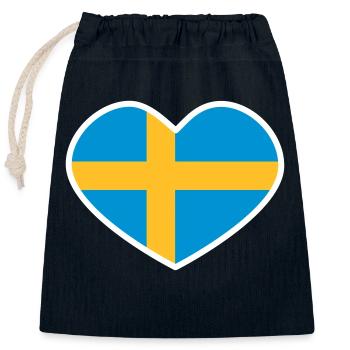 Schwedisches Herz - Verschließbarer Geschenkbeutel aus Baumwolle (25x30cm) - Navy - Vorne