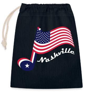 Country Music Nashville. Note and Spangled Banner. - Closable cotton gift bag (25x30cm) - navy - Front