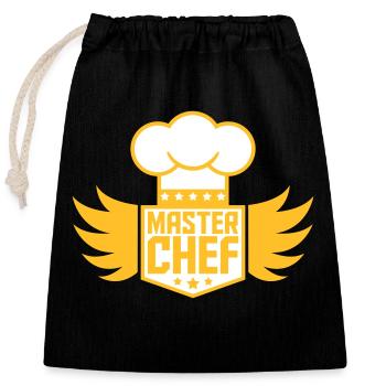 Master Chef Sternekoch Liebe Kochen Küche Meister - Verschließbarer Geschenkbeutel aus Baumwolle (25x30cm) - Schwarz - Vorne