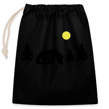 cabane dans la forêt - Sac cadeau en coton avec cordon (25 x 30 cm) - noir - Devant