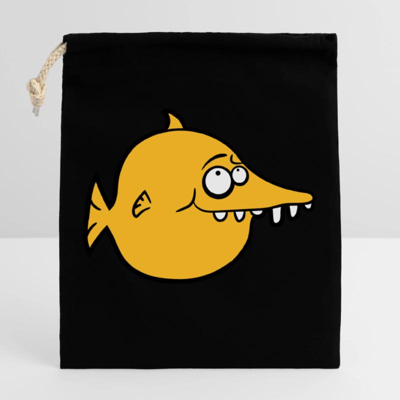 thick round funny comic fish Closable cotton gift bag (25x30cm)