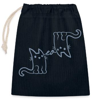 2 süße Katzen Meow - Verschließbarer Geschenkbeutel aus Baumwolle (25x30cm) - Navy - Vorne