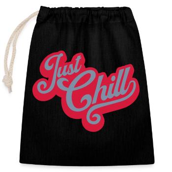 Just Chill Text Logo - Closable cotton gift bag (25x30cm) - black - Front