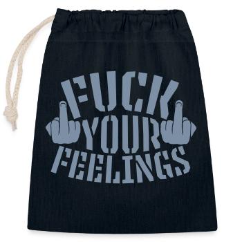 Stinkefinger fuck your feelings - Closable cotton gift bag (25x30cm) - navy - Front
