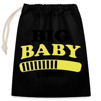 Big Baby Loading - Verschließbarer Geschenkbeutel aus Baumwolle (25x30cm) - Schwarz - Vorne