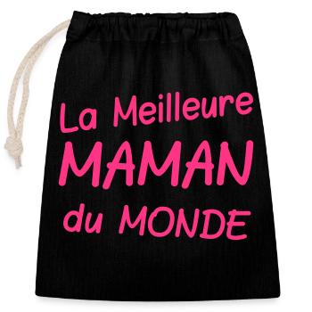 Meilleure maman du monde - Sac cadeau en coton avec cordon (25 x 30 cm) - noir - Devant