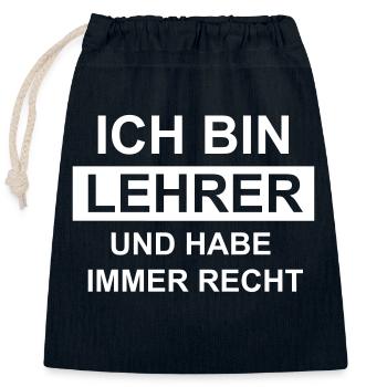 Lehrer - Verschließbarer Geschenkbeutel aus Baumwolle (25x30cm) - Navy - Vorne