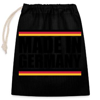 Fabriqué en Allemagne - Sac cadeau en coton avec cordon (25 x 30 cm) - noir - Devant