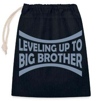 Leveling up big brother - Closable cotton gift bag (25x30cm) - navy - Front