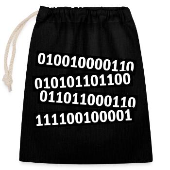 Binär Code Programm Sprache - Verschließbarer Geschenkbeutel aus Baumwolle (25x30cm) - Schwarz - Vorne