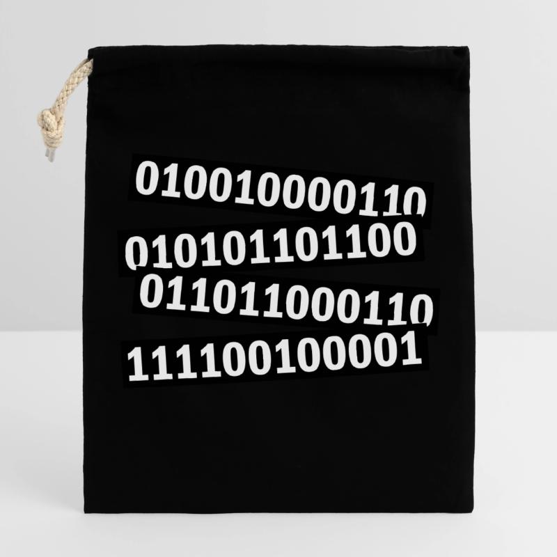 Langage de programme de code binaire Sac cadeau en coton avec cordon (25 x 30 cm)