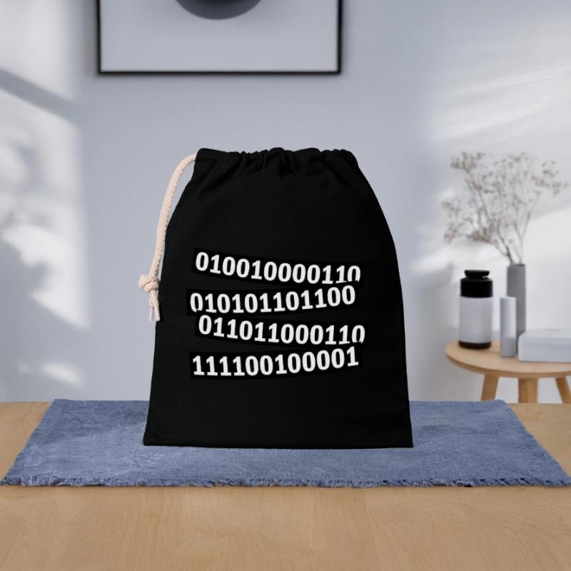 Langage de programme de code binaire Sac cadeau en coton avec cordon (25 x 30 cm)