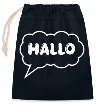 Speech bubble Hello - Closable cotton gift bag (25x30cm) - navy - Front