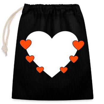 Cœur avec de petits cœurs - Sac cadeau en coton avec cordon (25 x 30 cm) - noir - Devant