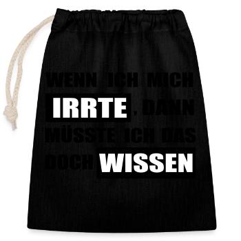 irren - Verschließbarer Geschenkbeutel aus Baumwolle (25x30cm) - Schwarz - Vorne