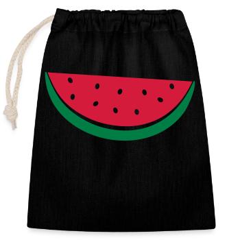 Melonen Scheibe Design - Verschließbarer Geschenkbeutel aus Baumwolle (25x30cm) - Schwarz - Vorne