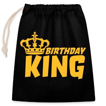 Happy Birthday King Logo - Verschließbarer Geschenkbeutel aus Baumwolle (25x30cm) - Schwarz - Vorne