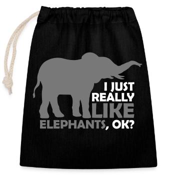 Quote really like elephants - Closable cotton gift bag (25x30cm) - black - Front