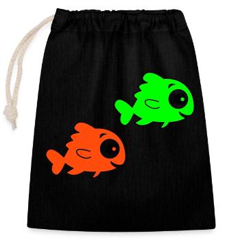 Poissons - Sac cadeau en coton avec cordon (25 x 30 cm) - noir - Devant