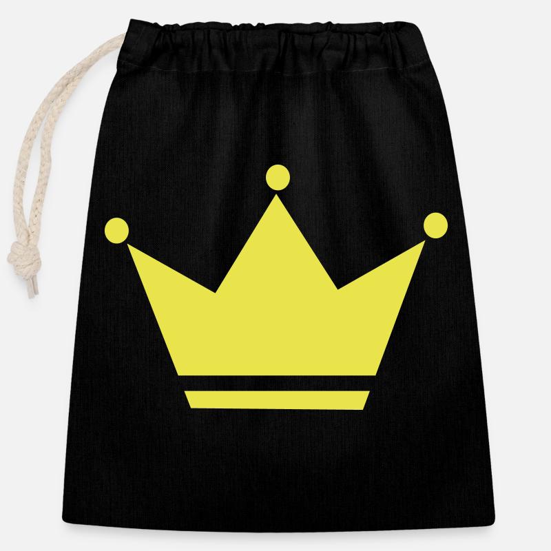 Vector Crown - Closable cotton gift bag (25x30cm) - black