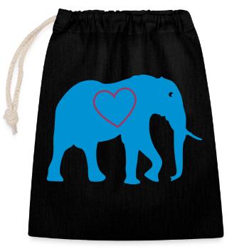 elephant herz - Verschließbarer Geschenkbeutel aus Baumwolle (25x30cm) - Schwarz - Vorne