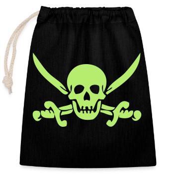 Totenkopf Saebel Schwert Pirat Skull Pirat - Verschließbarer Geschenkbeutel aus Baumwolle (25x30cm) - Schwarz - Vorne