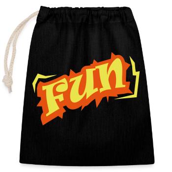 Word Fun Text Logo - Closable cotton gift bag (25x30cm) - black - Front