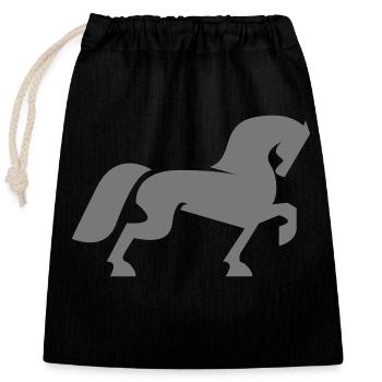 Silhouette de cheval - Sac cadeau en coton avec cordon (25 x 30 cm) - noir - Devant