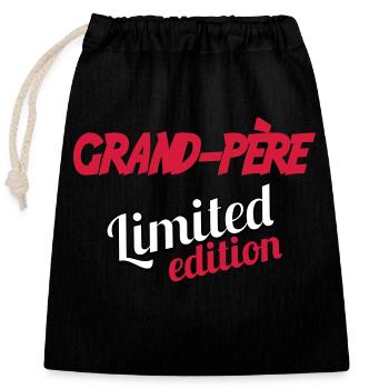 Grand Père LIMITED EDITION - Sac cadeau en coton avec cordon (25 x 30 cm) - noir - Devant