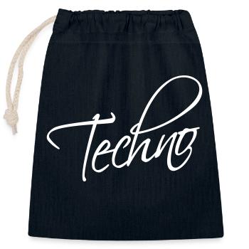 Techno Love Citation Dire Musique Fête Célébrer Logo - Sac cadeau en coton avec cordon (25 x 30 cm) - bleu marine - Devant