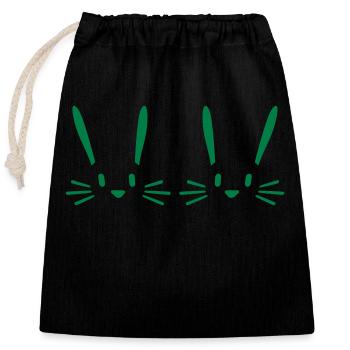 2 lapins équipe deux amis verts équipe de fête cool - Sac cadeau en coton avec cordon (25 x 30 cm) - noir - Devant