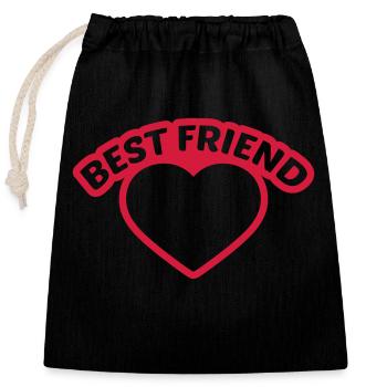 contours cadre coeur best friends texte logo amis - Sac cadeau en coton avec cordon (25 x 30 cm) - noir - Devant