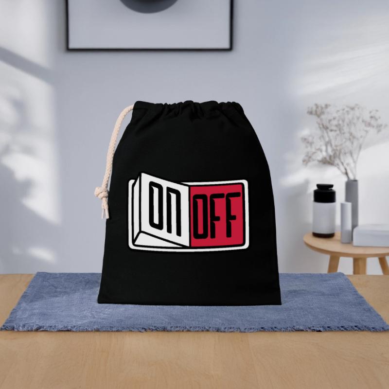 off on switch button button turn off Closable cotton gift bag (25x30cm)