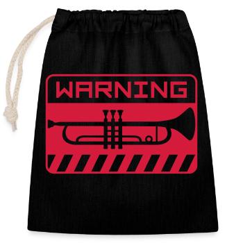 Caution Trumpet Shield - Closable cotton gift bag (25x30cm) - black - Front