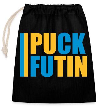 puck futin logo design - Closable cotton gift bag (25x30cm) - black - Front