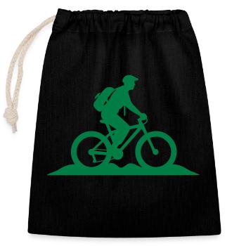 Rucksack Mountainbiker - Verschließbarer Geschenkbeutel aus Baumwolle (25x30cm) - Schwarz - Vorne