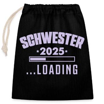 Sister 2025 - Closable cotton gift bag (25x30cm) - black - Front