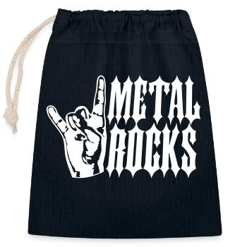 Heavy Metal Rocks Hard Rock Musik Text Spruch Logo - Verschließbarer Geschenkbeutel aus Baumwolle (25x30cm) - Navy - Vorne