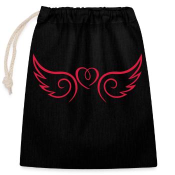 Wings Heart - Closable cotton gift bag (25x30cm) - black - Front