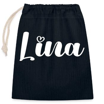 Nom de Lina - Sac cadeau en coton avec cordon (25 x 30 cm) - bleu marine - Devant