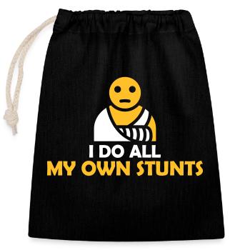 all my own stunts - Verschließbarer Geschenkbeutel aus Baumwolle (25x30cm) - Schwarz - Vorne
