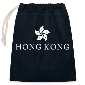 Hong Kong - Closable cotton gift bag (25x30cm) - navy - Front